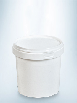 Emmer 1 liter wit met deksel vooraanzicht