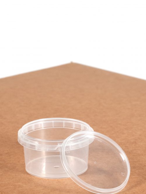 Pot 300ml - Verpakkingswebwinkel.nl transparant zijaanzicht met open deksel