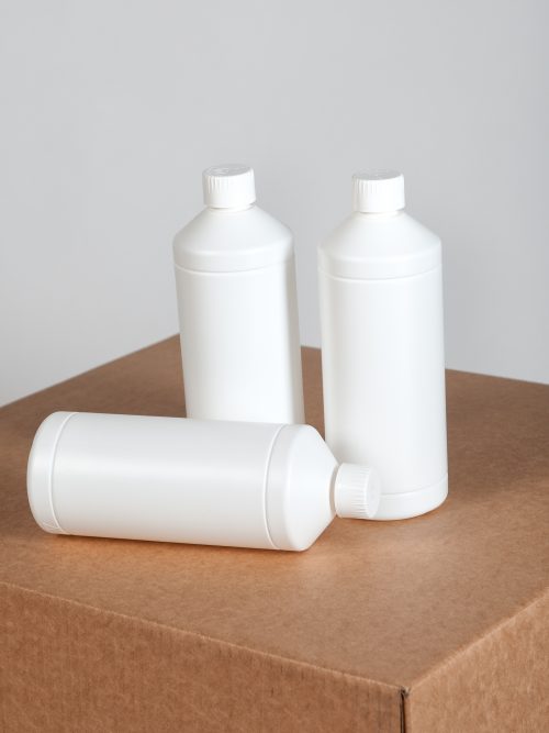 Flessen 1 liter wit met schroefdop - 90 stuks - Verpakkingswebwinkel.nl