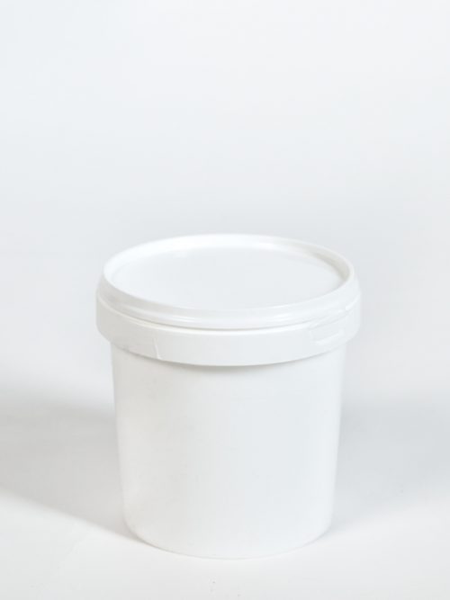 Emmer 1 liter met deksel wit vooraanzicht