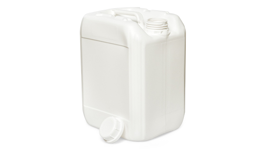 Jerrycan 10 liter wit vooraanzicht verpakkingswebwinkel.nl met dop