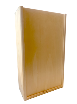 Houten Wijnkist met schuifdeksel voor 2 flessen